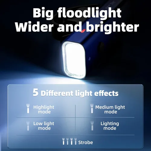 Vista 4 de ROCKBROS Luz de cabeza de bicicleta de alto lúmenes, luces superbrillantes, 2600 mAh, luz delantera de bicicleta recargable de alta capacidad