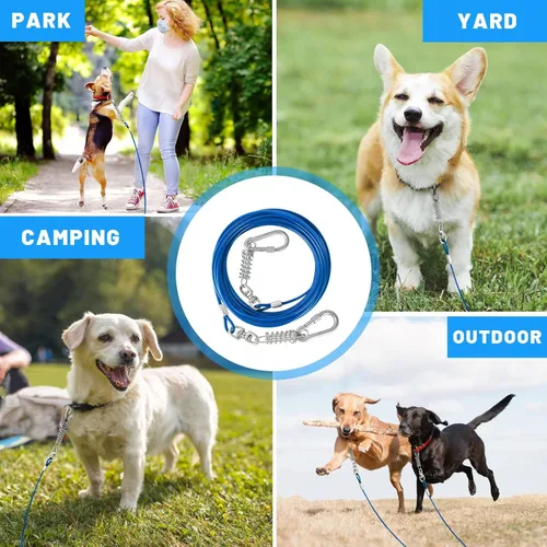 Vista 7 de Cable de amarre para perros – 10/15/20/25/30 pies resistente para perros grandes de hasta 250 libras – rosa rosado, azul, morado, plata, rojo