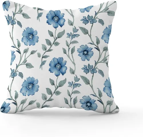 Vista 2 de Mughal - Funda de almohada de flor en monzón, diseño de loto azul, funda de cojín moderna, decorativa, decoración del hogar para sofá, cama