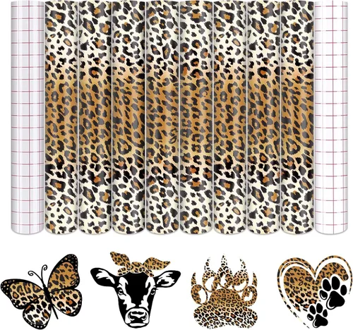Vista 22 de Tintnut Vinilo Permanente con Patrón de Leopardo - 8 Hojas de 12"x10" Hojas Adhesivas de Guepardo Blanco y Negro con Patrón Vinilo Adhesivo