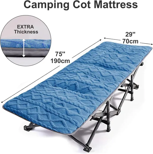 Vista 3 de Folding Camping Cot Pad - Portable & Comfortable Outdoor Sleeping Mat with Elastic Strap, Lightweight Waterproof Bottom Mattress Pad