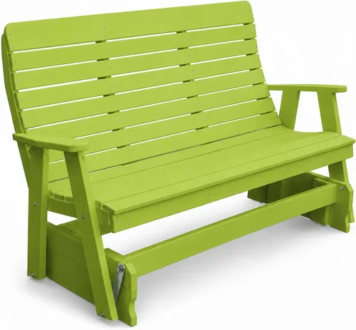 Vista 34 de Amish Made Antique Mahogany 4 ft Outdoor Glider Bench, HDPE Made in USA Fairfax Collection HDPE Poly Lumber Outdoor Glider Bench, All-Weather