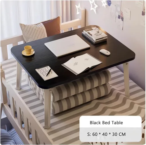 Vista 6 de Escritorio plegable para computadora portátil para cama, mesa de piso de 23.6 pulgadas, patas ajustables en altura, color negro