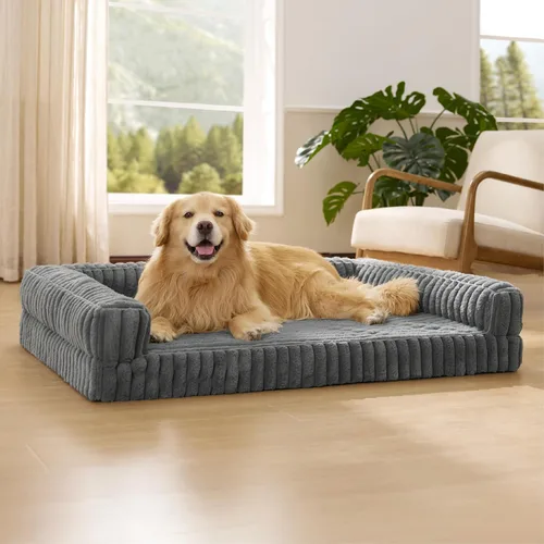 Vista 27 de Bedsure - Camas ortopédicas para perros extragrandes, cama impermeable de espuma viscoelástica XL para mascotas con laterales, sofá de espuma