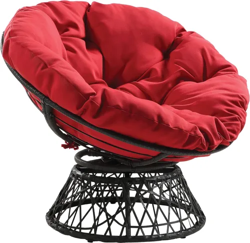 Vista 15 de OSP Home Furnishings – Silla Papasan de mimbre con giro de 360 grados, marco marrón con cojín marrón