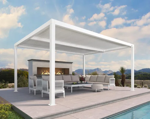Vista 36 de PURPLE LEAF - Pérgola al aire libre con listones 10 x 12 pies de aluminio blanco con toldo rígido moderno y ajustable para patio, jardín