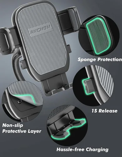 Vista 6 de ANCHOM Soporte de teléfono para automóvil, soporte de teléfono mejorado para automóvil con base expandible, soportes para teléfono celular