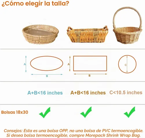 Vista 5 de Morepack Bolsas de celofán de 18 x 30 pulgadas para cestas de regalo, bolsas de cestas de celofán transparente, 10 unidades 10pcs