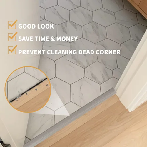 Vista 7 de Tira de transición de piso, tiras de transición de vinilo autoadhesivas de 10 pies, tira divisora de suelo de madera a azulejos, para unir huecos