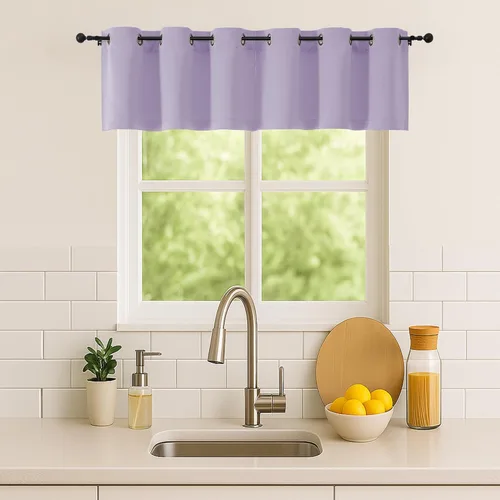 Vista 134 de Simplebrand Juego de 2 paneles de cenefa aguamarina para ventana de cocina de 14 pulgadas de largo, cortinas de oscurecimiento de habitación