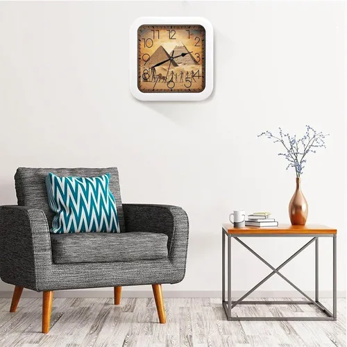 Vista 5 de 10" Square Modern Wall Clock,Ancient Egypt Print Kitchen Clocks Wall Battery Operated,Silent Non Ticking Unique Funny Cute Wall Clock for Living