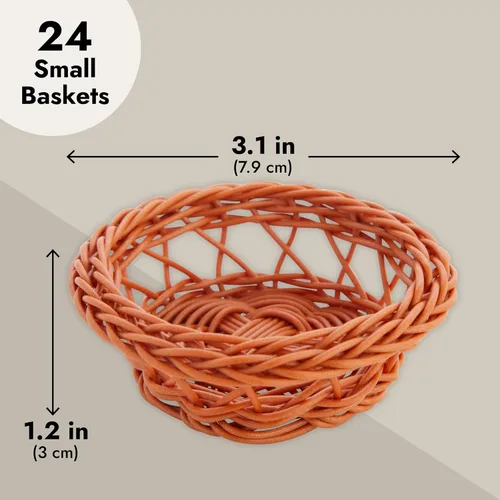 Vista 4 de Bright Creations Juego de mini cestas tejidas – 3.1 x 1.2 pulgadas, marrón rústico, paquete de 24 – Mini cestas tejidas a granel para recuerdos