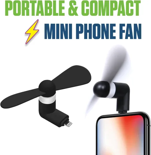 Vista 2 de Cellet Mini ventilador de refrigeración alimentado por Apple Phone Lighting Puerto de carga compatible con iPhone 14 Pro Max Plus 13 12 11 XS XR X 8
