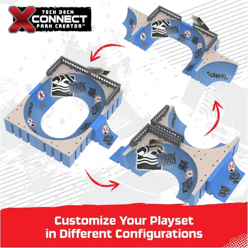 Vista 3 de Tech Deck, Daewon Mega Bowl, X-Connect Park Creator, juego de rampas personalizable y construible con monopatín de dedos exclusivo, juguete