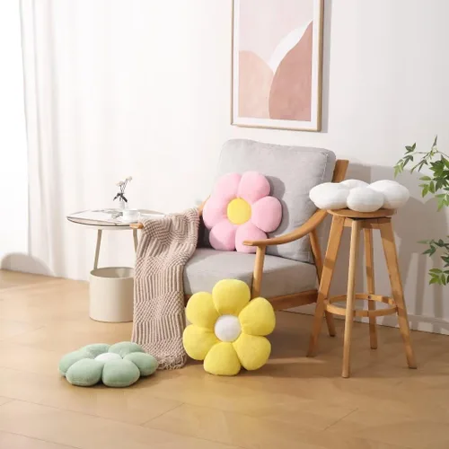 Vista 4 de Almohada de 17.7 Pulgadas en Negro con Forma de Flor – Linda Almohada Decorativa de Estilo Daisy, Almohada Blanda Floral para Asiento, Cojín