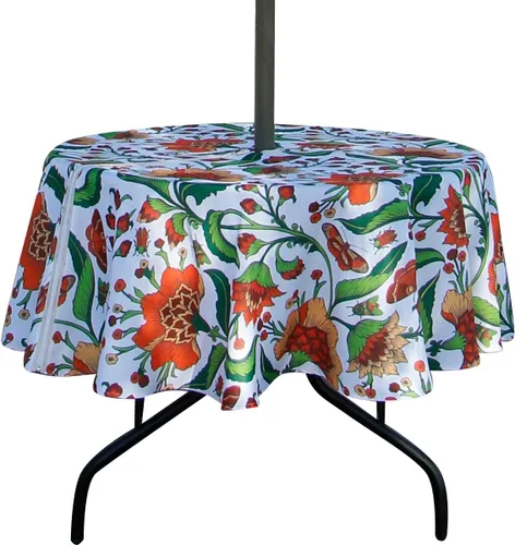 Vista 7 de EHouseHome Mantel redondo de 60 pulgadas para exteriores e interiores con agujero para sombrilla y cremallera, paños de patio impermeables
