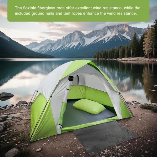 Vista 4 de XL Tienda de campaña con cúpula para 6 personas, doble capa impermeable, desmontable para senderismo, pesca al aire libre (6 personas, verde)