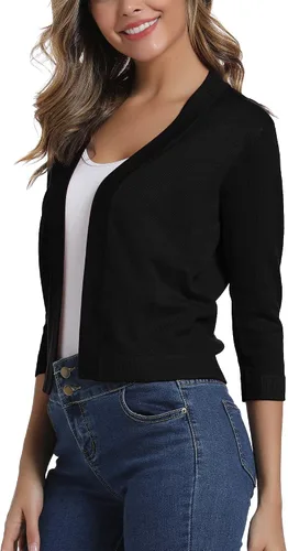 Vista 3 de Urban CoCo Cárdigan corto de mangas 34 para mujer suéter elegante