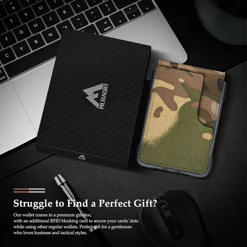 Vista 6 de MURADIN Billetera táctica plegable para hombre, de metal, bloqueo RFID, de aluminio, para tarjetas de dinero, regalos para hombres