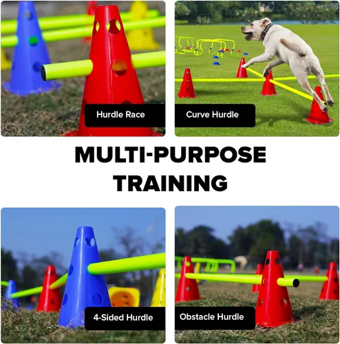 Vista 6 de GSi Hurdle Training Cones Multi Pack Sets Dual Purpose Agility Cones with Holes Ideal for Soccer, Kids, Dog, and Sports Training