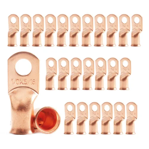Vista 17 de 1/0 AWG 1/2" Stud (10 piezas), terminal de anillo de batería resistente, conectores calibre 0, lengüetas de alambre, terminales de anillo de cobre