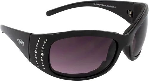 Vista 9 de Global Vision Marilyn 2 Plus - Gafas de motocicleta acolchadas para mujer, 4 pares con lentes transparente, ahumado, espejo de conducción y espejo