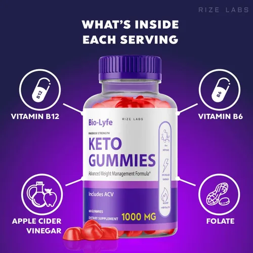 Vista 4 de rize labs - BioLyfe Keto ACV Gummies fórmula avanzada vinagre de sidra de manzana máxima fuerza (60 gomitas)