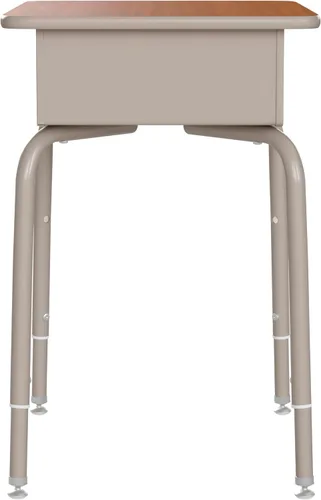 Vista 35 de EMMA + OLIVER Buckley - Escritorio para estudiantes, parte superior con acabado de granito sintético gris, marco de metal plateado, caja frontal