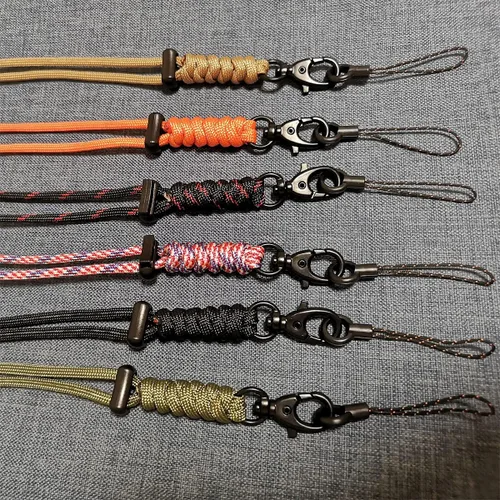 Vista 5 de BSGB Cordón de paracaídas con gancho de metal duradero de supervivencia 550 cordón para llavero, correa de muñeca, cuerda de paracaídas, insignia