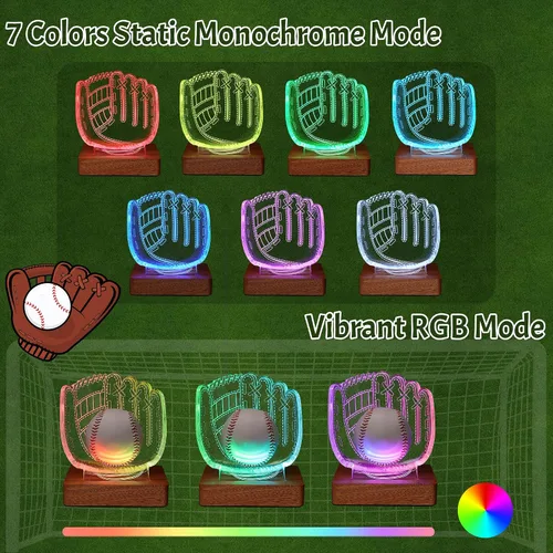 Vista 9 de CoolGift Mart Soporte de exhibición de guantes de béisbol con luz
