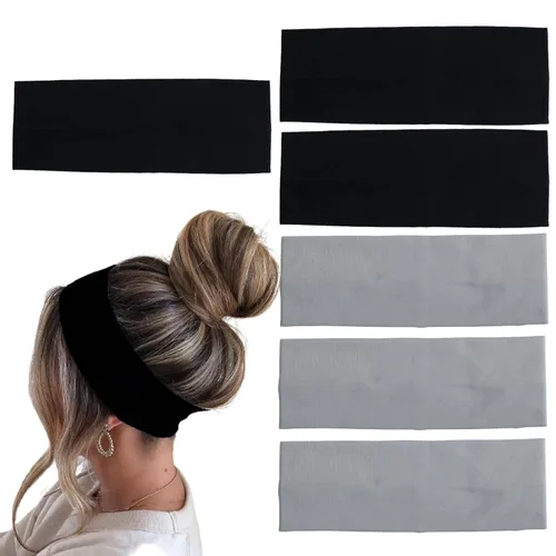Vista 10 de 6 diademas negras para mujer, diadema de algodón antideslizante, elástica, soporte para la cabeza, accesorios para el cabello