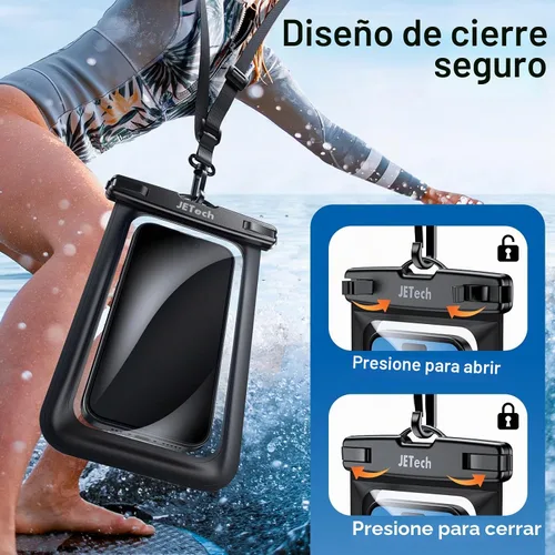 Vista 6 de JETech IPX8 Bolsa impermeable para teléfono, bolsa seca, negro+negro