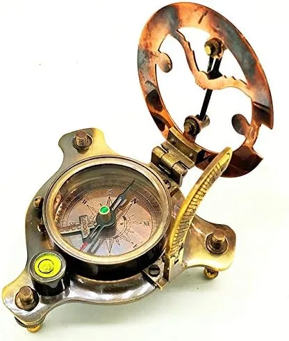Vista 3 de Brújula de reloj de sol, vintage marino del oeste de Londres antiguo de 2.5 pulgadas, brújula de reloj de sol de latón antiguo de 2.5 pulgadas