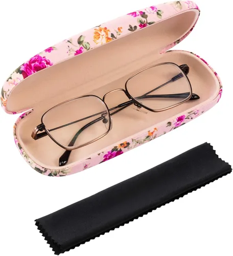 Vista 4 de Weewooday 2 piezas de carcasa rígida para gafas de flores funda de tela floral funda de gafas para mujer funda de vidrio duro retro