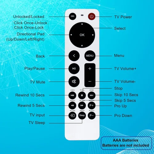 Vista 9 de Universal Remote Control Replacement for Apple TV Remote Compatible with Apple TV 4K Gen 1 2 3 4 HD (NO Siri and Voice Function)