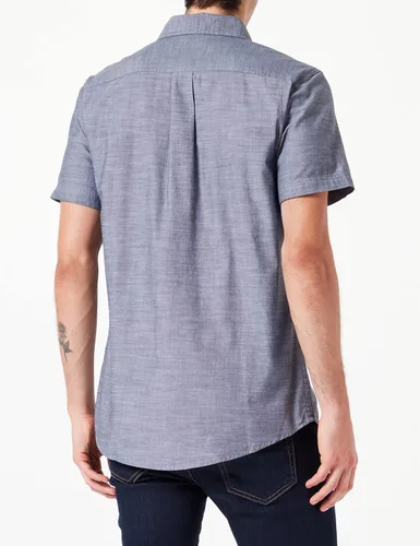 Vista 4 de Tienda Essentials Camisa Chambray de manga corta para hombre