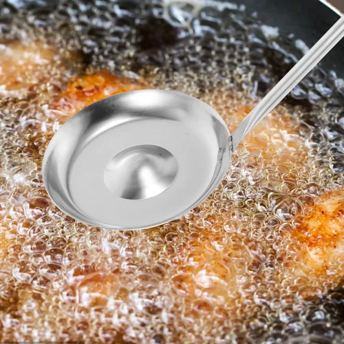 Vista 5 de Kichvoe Molde para bunuelos con mango largo, ligero, de acero inoxidable, para freír aperitivos caseros Bu Uelo panqueques y golosinas fritas