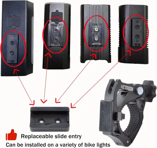 Vista 4 de Soporte de bicicleta de repuesto para luz de bicicleta, soporte de aluminio para luces de bicicleta, soporte universal para faros delanteros