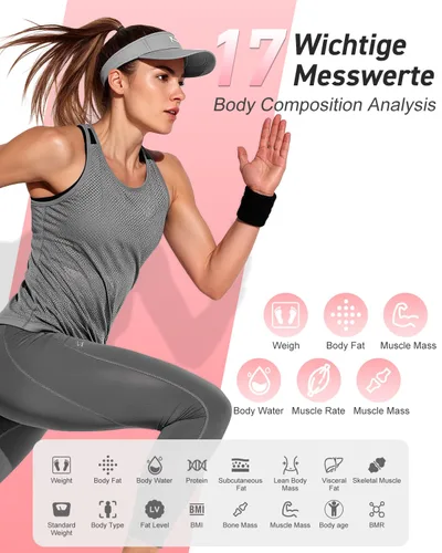 Vista 2 de INSMART - Báscula inteligente para peso corporal, báscula digital de baño con IMC, masa muscular, báscula de grasa corporal Bluetooth, analizador