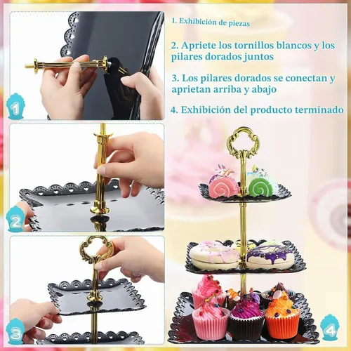 Vista 3 de Honeydak - Soporte para servir cupcakes de 3 niveles, 3