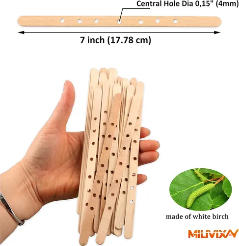 Vista 2 de MILIVIXAY 100 soportes de mecha de madera, dispositivo de centrado de mechas de vela para velas grandes y multimecha.