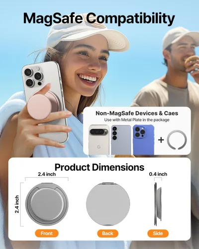 Vista 7 de Sinjimoru Soporte magnético para teléfono MagSafe — Sujeción magnética de 3000G, comodidad de silicona suave, placa de metal incluida, iPhone