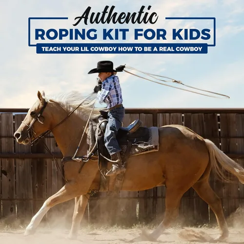 Vista 5 de Colorado Saddlery Junior Roping Kit - Includes Lasso Rope, Roping Dummy Steer Head with Stakes, Kid's Lariat & Small Glove - Rodeo Set for Kids