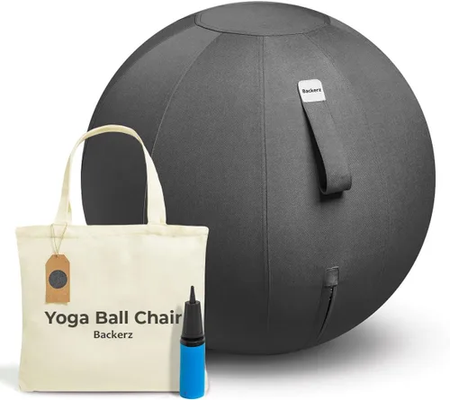 Backerz Balance Ball Chair for Office & Home - Ergonomic Exercise Ball for Posture & Back Pain Relief, Yoga Ball Chair - Sitting Ball with Washable