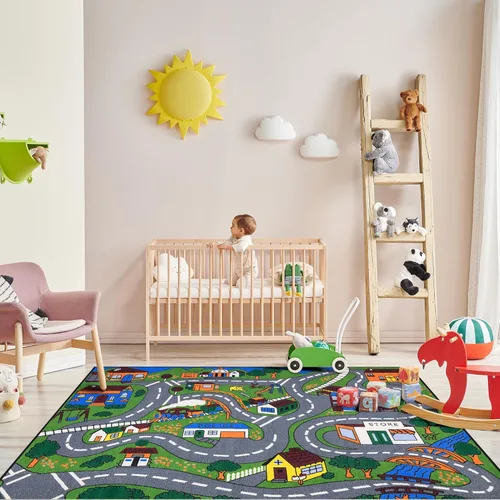 Vista 2 de Ottomanson Colección de alfombras infantiles Jenny, área de 3 pies 3 pulgadas x 5 pies, tráfico educativo