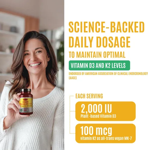 Vista 4 de FAMILI+ 180 Días de Vitamina Vegana D3+K2 en Cápsulas Blandas con Aceite de MCT de Coco 2000UI de Vitamina D3 de Fuente Vegetal + 100 mcg
