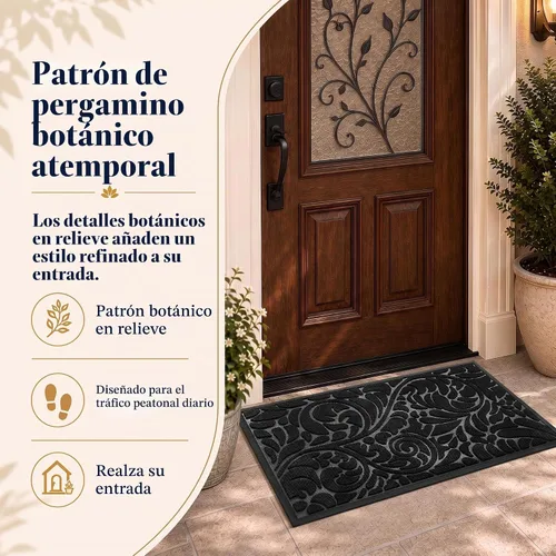 Vista 6 de Yimobra Tapete para puerta de entrada exterior, 29.5 x 17 pulgadas, impermeable, resistente, para puerta delantera, tapete antideslizante resistente