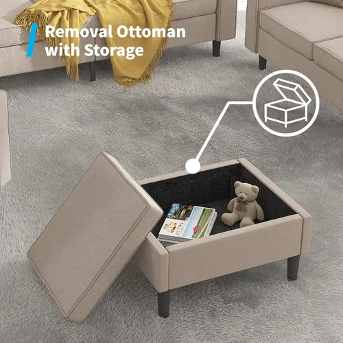 Vista 3 de Mjkone Juego de sofás de 3 piezas de 78 pulgadas de ancho para sala de estar, juegos de muebles seccionales en forma de L de 3 plazas, sofá y sofá