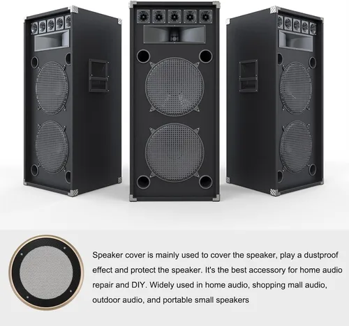 Vista 3 de Cubierta de rejilla de altavoz de malla negra protector de parrilla de subwoofer (con tornillos), [para bricolaje de audio doméstico] - Marco
