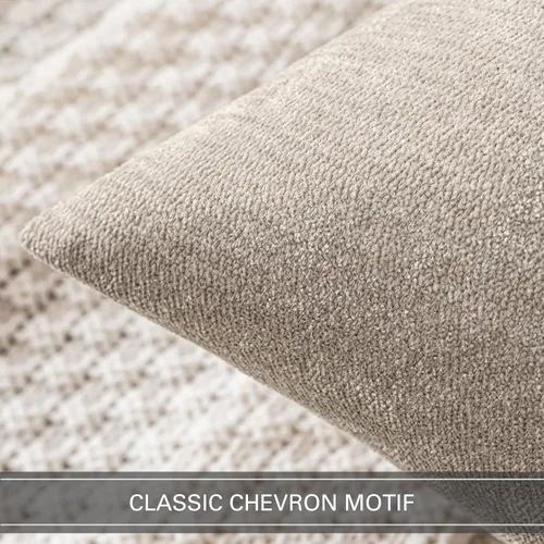 Vista 2 de MIULEE - Pack de 2 fundas de almohada decorativas beige de 16x16 pulgadas, cojines suaves de chenilla para sofá, fundas de cojín de estilo casa